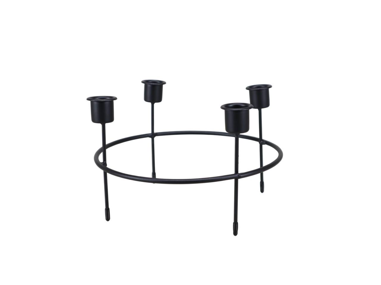Ring m. 4/Stabkerzenhalter Metall schwarz D20xH13cm NETTO