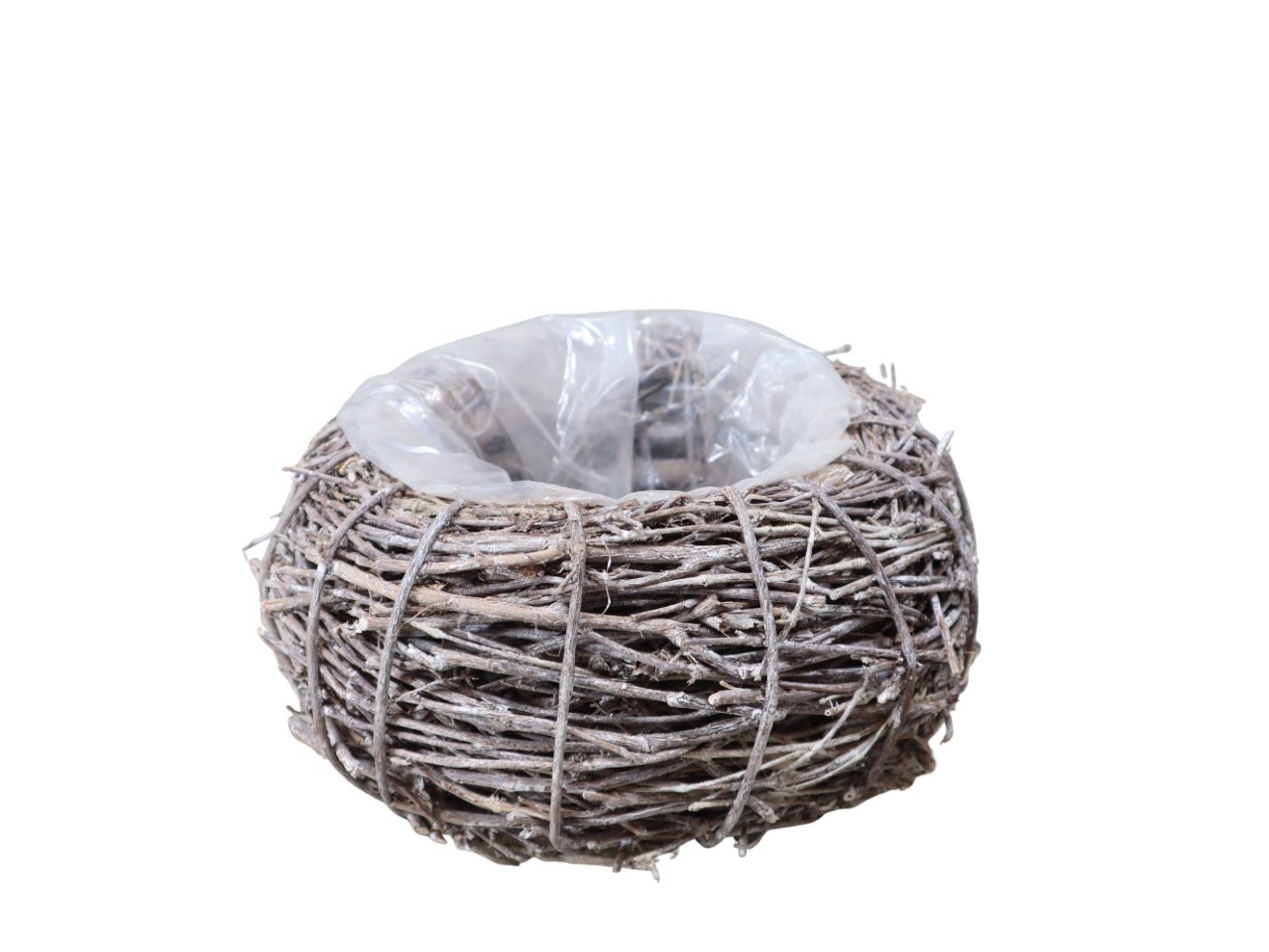 Pflanzschale rund Weide white-washed D25xH13cm