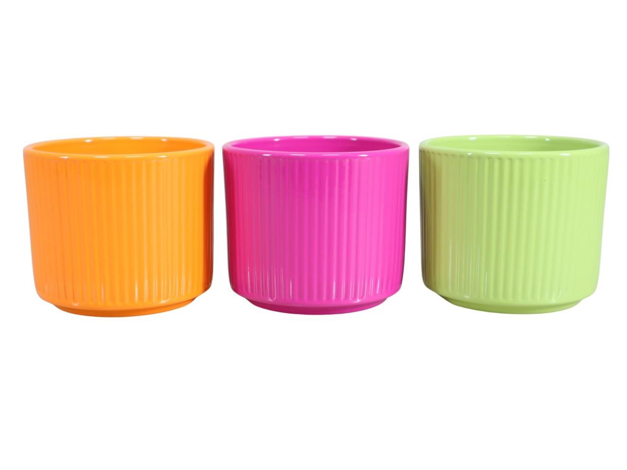 Keramikübertopf Stripes frühjahrsmix D16cm