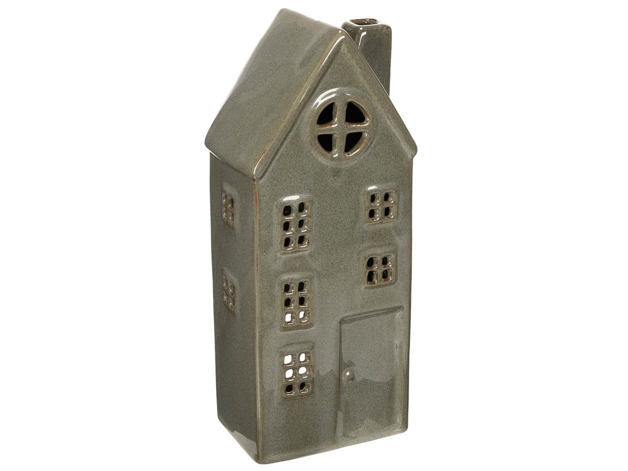 Haus Keramik salbeigrün H25,5cm
