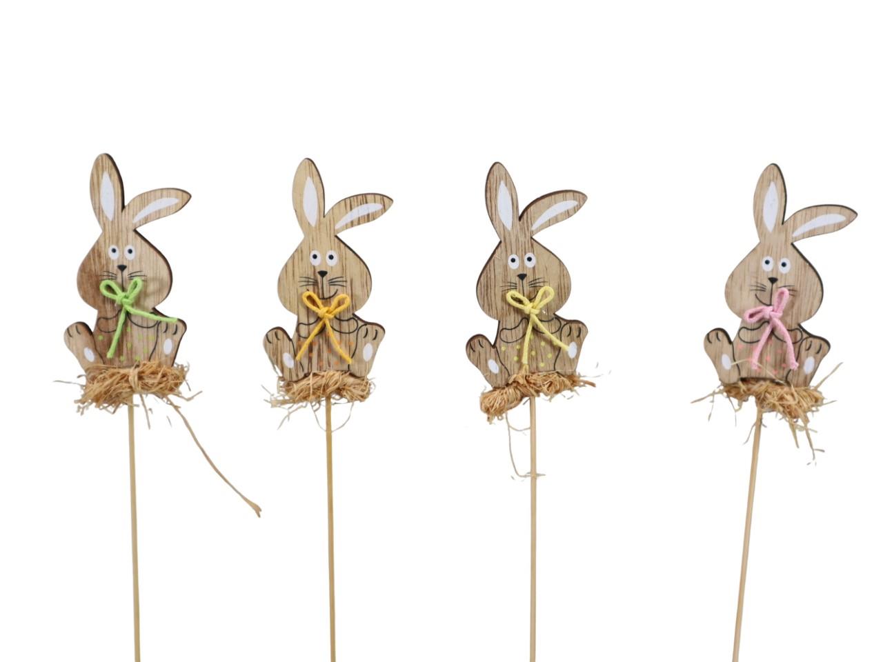 Stecker Hase auf Bast natur- farbmix  D4x8cm L28cm