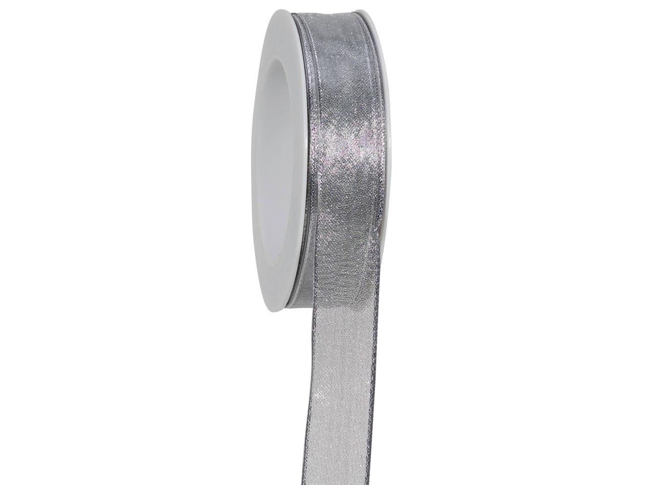 Band Platinum m. Draht 25 mm 20 Meter silber 05 Band Platinum m. Draht 25 mm 20 Meter silber 05