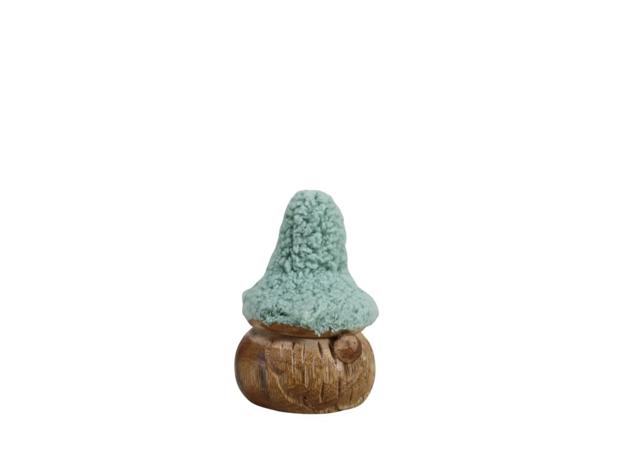 Nikolaus Pilz Holz natur m. Teddyfellhut softgrün H10cm