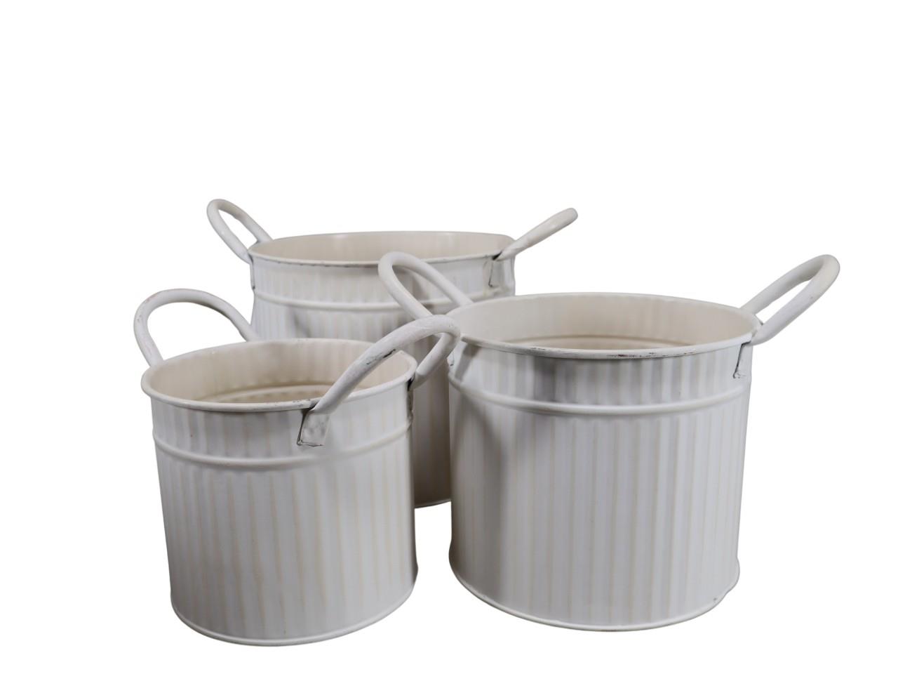Übertopf mit Griffen Set/3 Metall creme D19,5cm