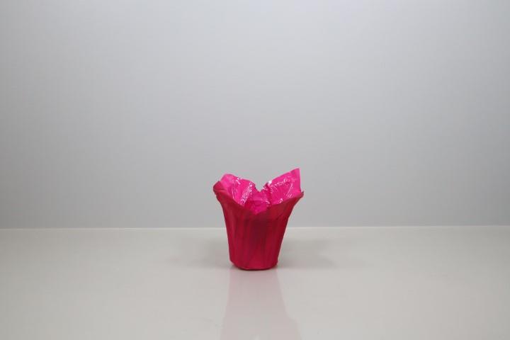 Deco Wraps Ribbed Kraftpapier wasserf. pink D16,5cmH13cm