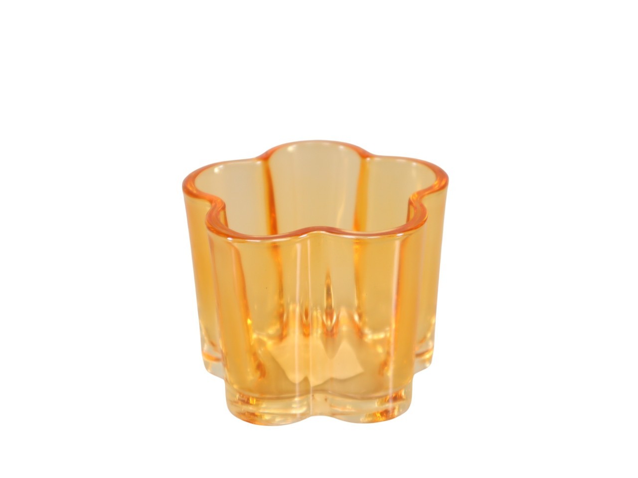 Glasvase Blumenform gelb-orange D7,5xH6cm