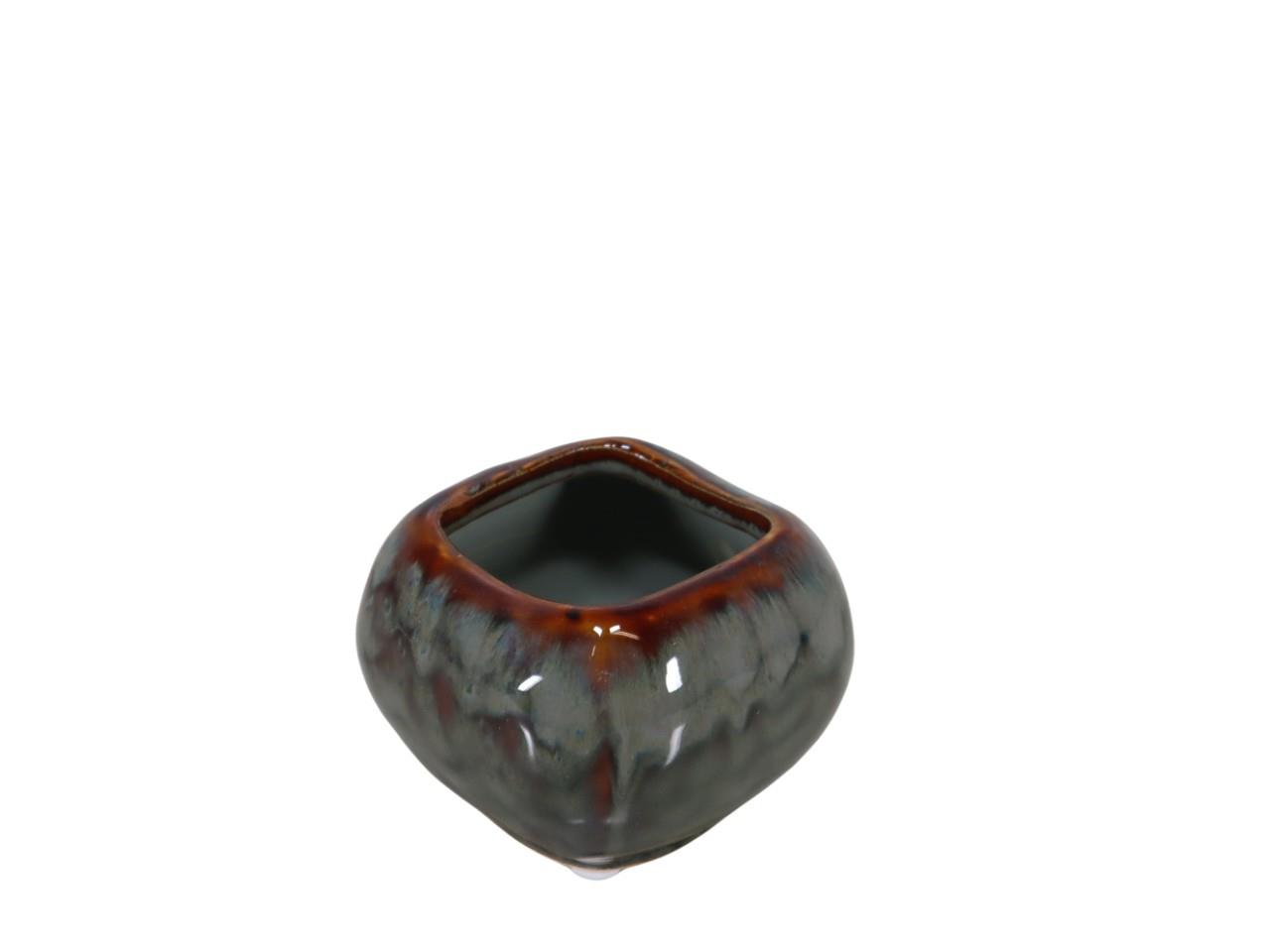 Übertopf Soft Edge viereckig Keramik schlammgrün D 10 cm Übertopf Soft Edge viereckig Keramik schlammgrün D 10 cm