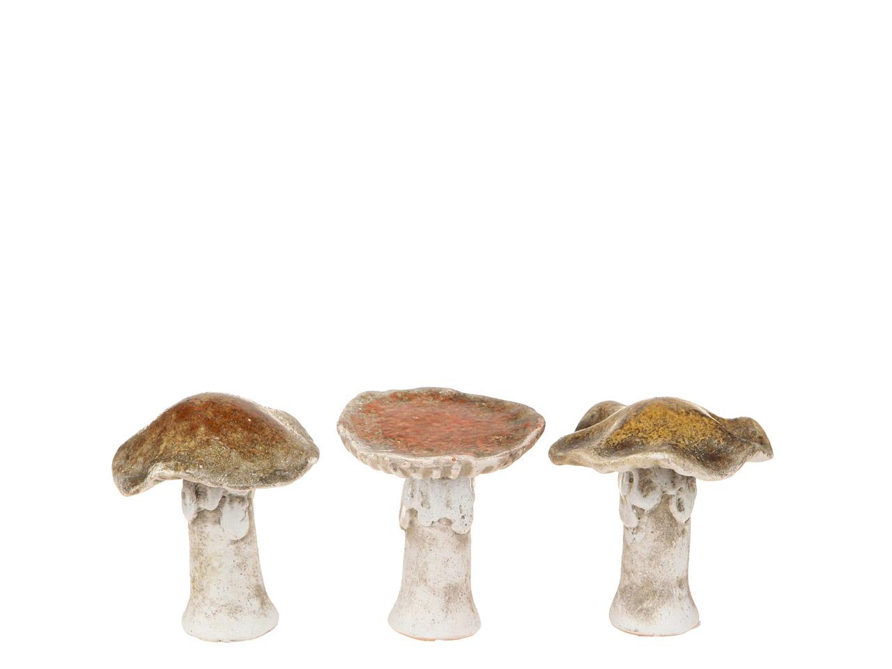 Pilze 3fsort. Keramik natur-braun H6cm Pilze 3fsort. Keramik natur-braun H6cm