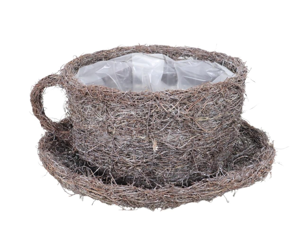 Pflanztasse auf Untersetzer Rebe gekalkt D26cm