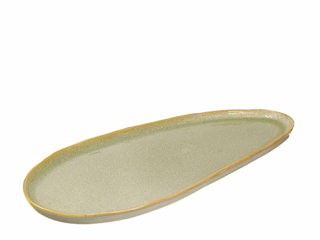 Tablett Keramik glasiert grün L39,5x17cm