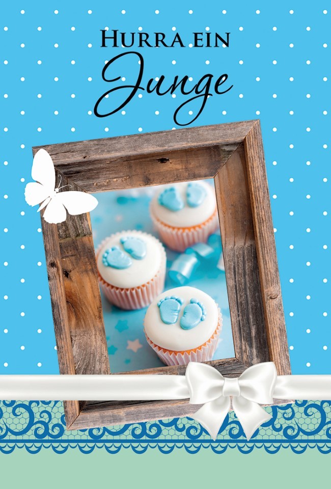 Minikarten Hurra ein Junge 7,5x5 cm