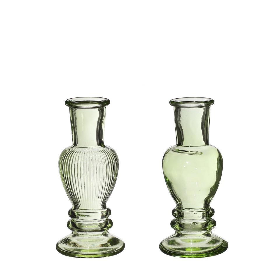 Glasvase Venice 2-fach sort. H11,3cm D5cm zartgrün