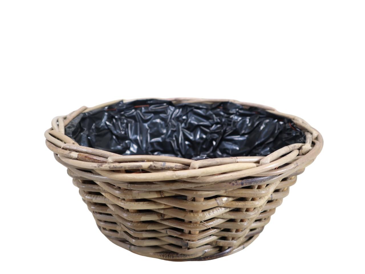 Pflanzschale  Kubu-Rattan grau D35xH14cm