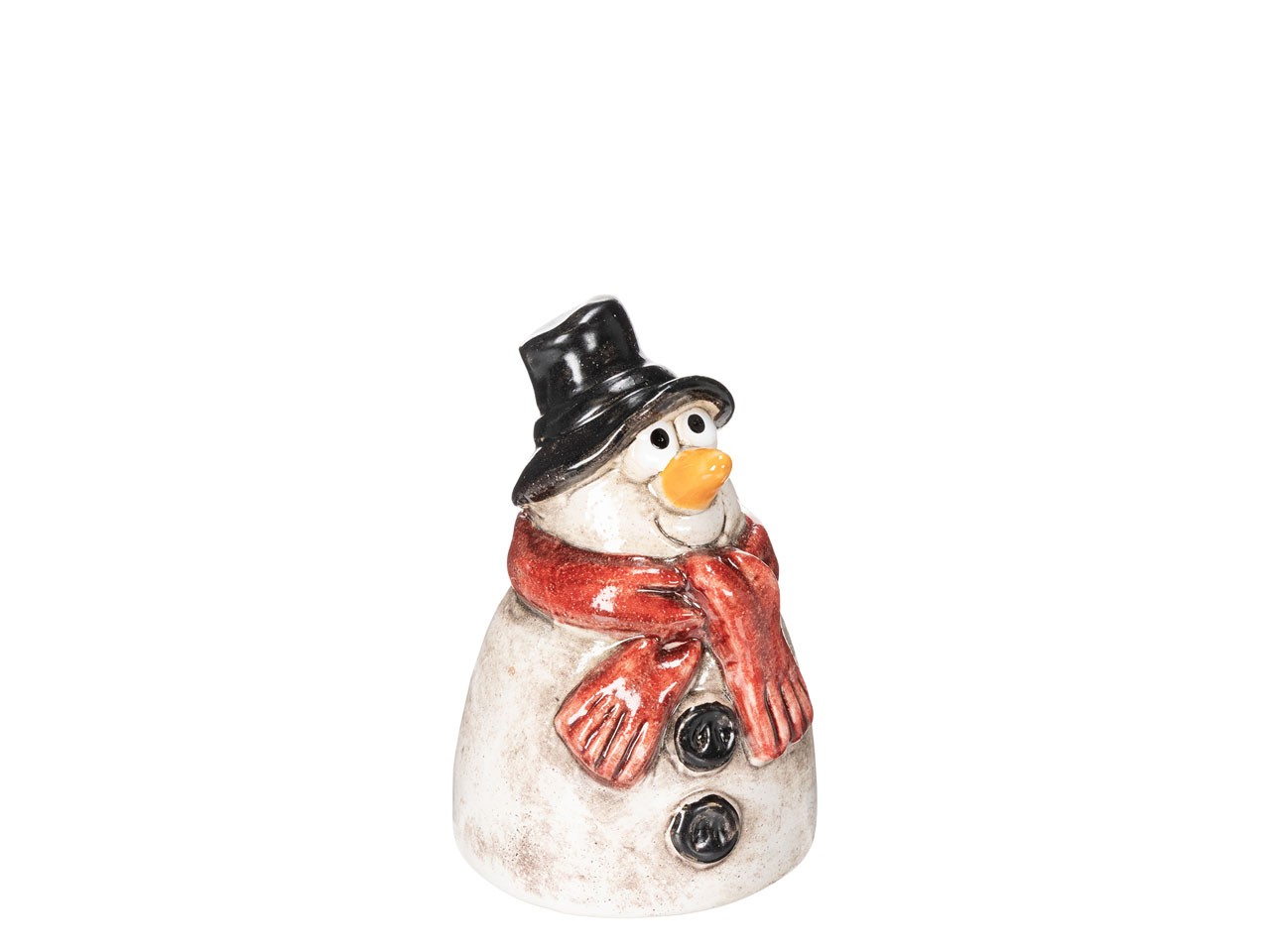 Schneemann "Fridolin" Steingut weiß/schwarz H7cm
