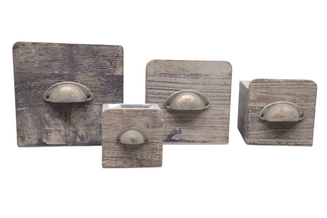 Pflanzkasten Schublade Set/4 Holz dunkelbraun D18/15/12/9cm