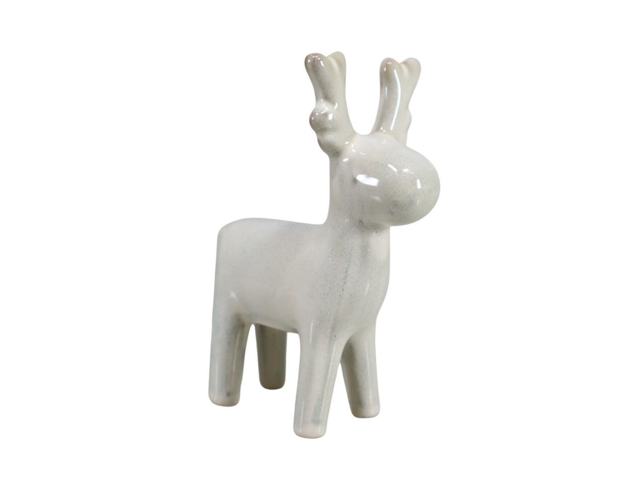 Hirsch stehend Keramik creme 13x7xH18cm