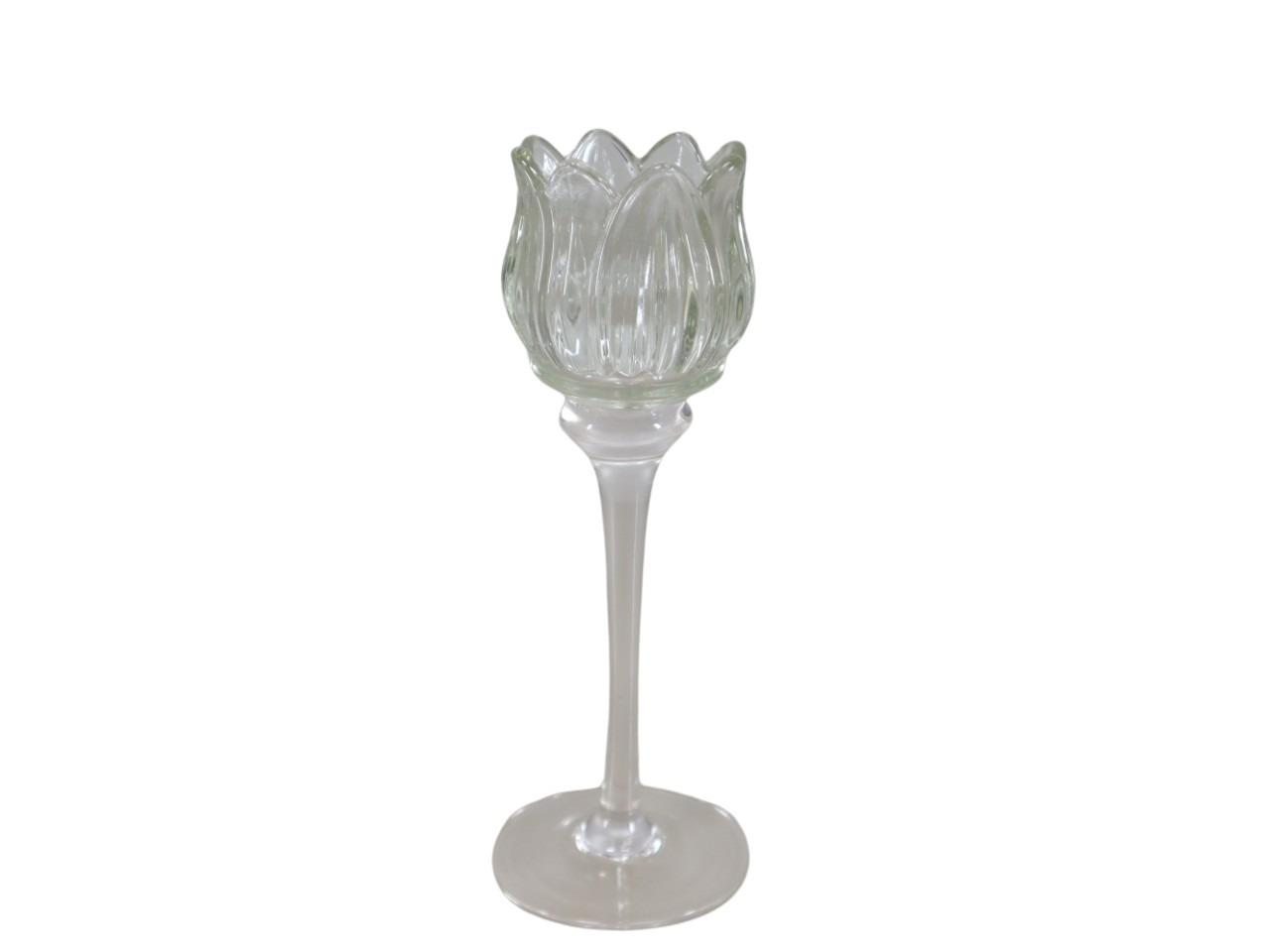 Teelichthalter Tulpe Glas klar H21,5cm