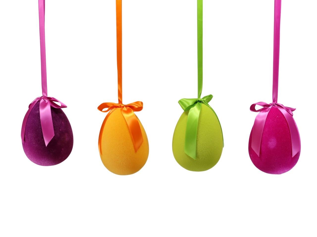 Hänger Ei Kunststoff beflockt farbmix H15cm