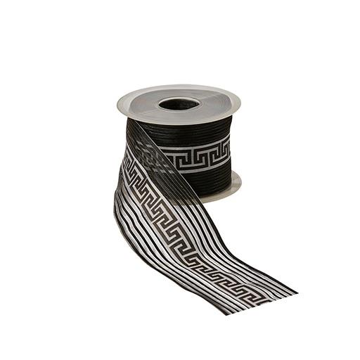 Florband 50mm schwarz/grau Mäander 564-50-311 Florband 50mm schwarz/grau Mäander 564-50-311