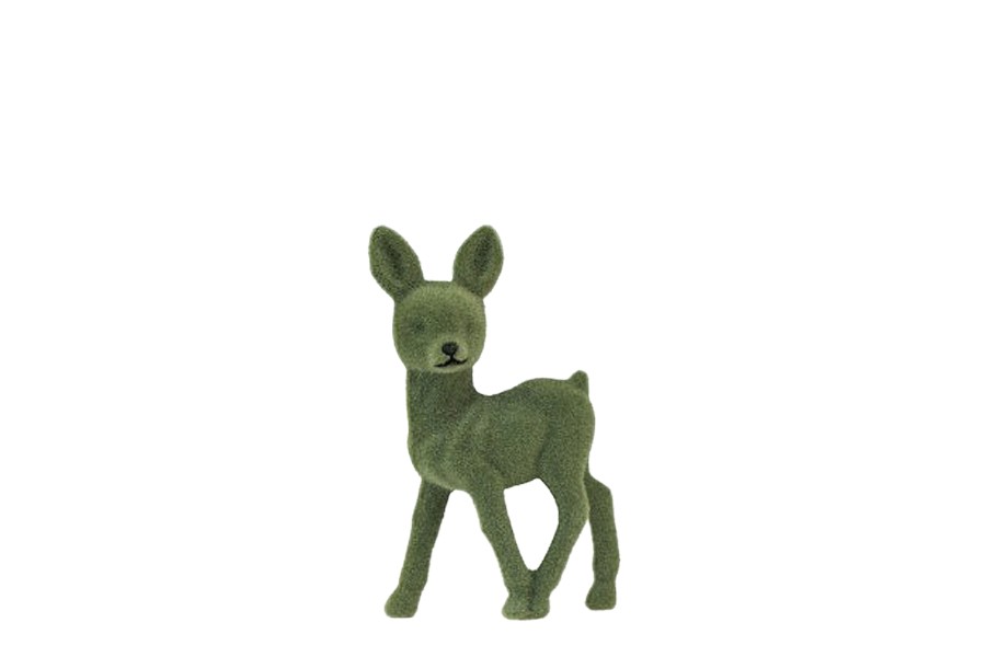 Rehkitz beflockt Kunststoff grün 11cm