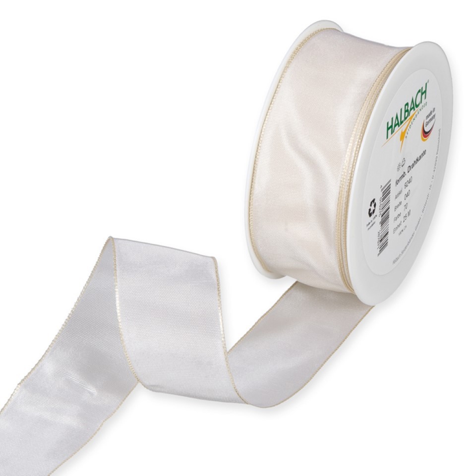 Drahtkantenband 40mm creme 70