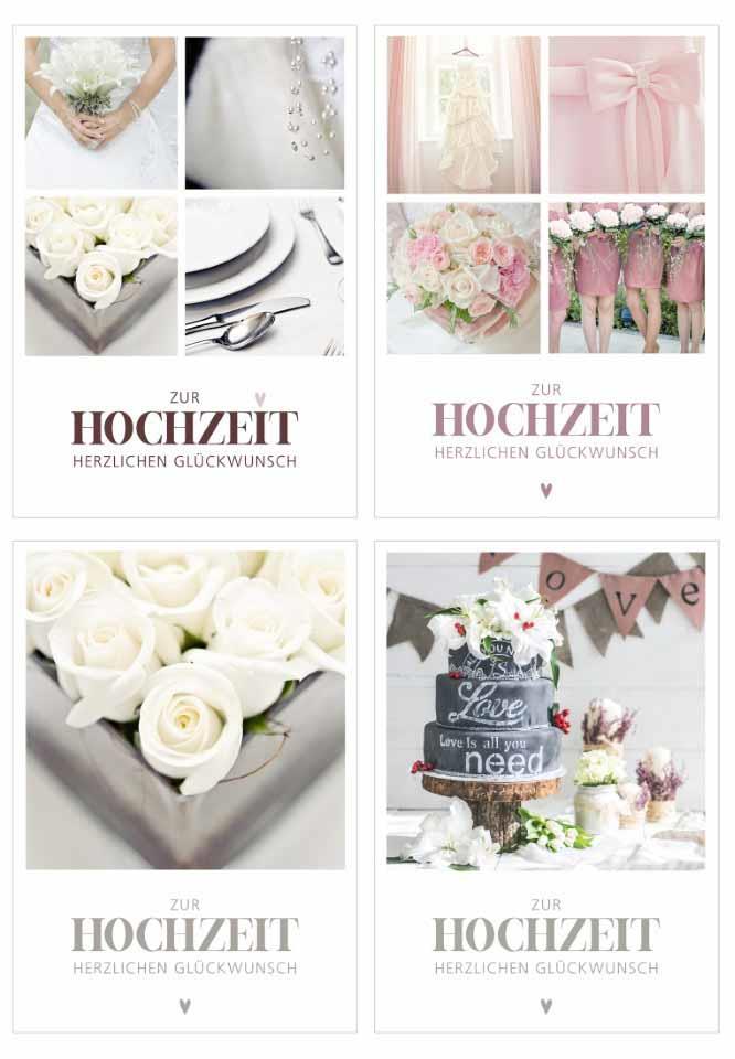 Umschlagkarten 11,5x17 cm Zur Hochzeit 4x10 Stück