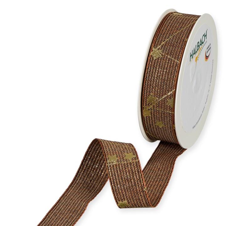 Druckband Sterne 25 mm 18 Meter cognac/gold 95 Druckband Sterne 25 mm 18 Meter cognac/gold 95