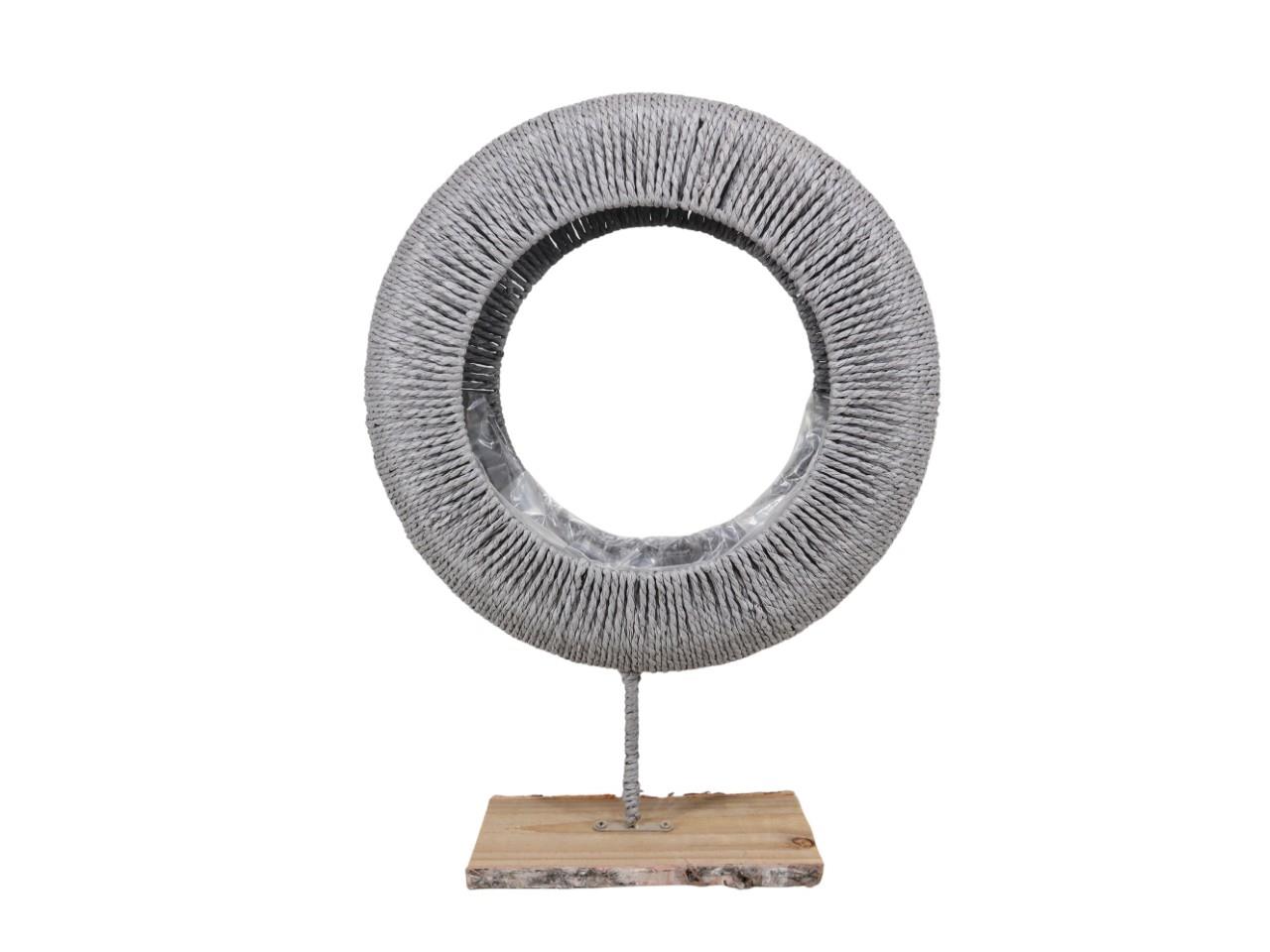 Ring m. Pflanzöffnung auf Sockel Bastkordel grau D40xH55cm