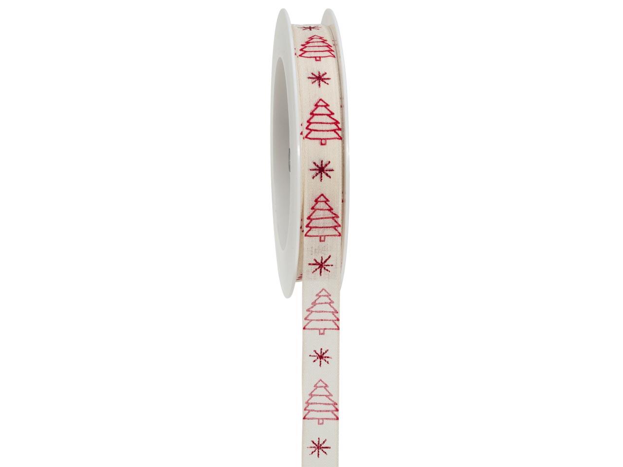 Band Trees and Stars 15 mm 18 Meter creme/rot 021/20