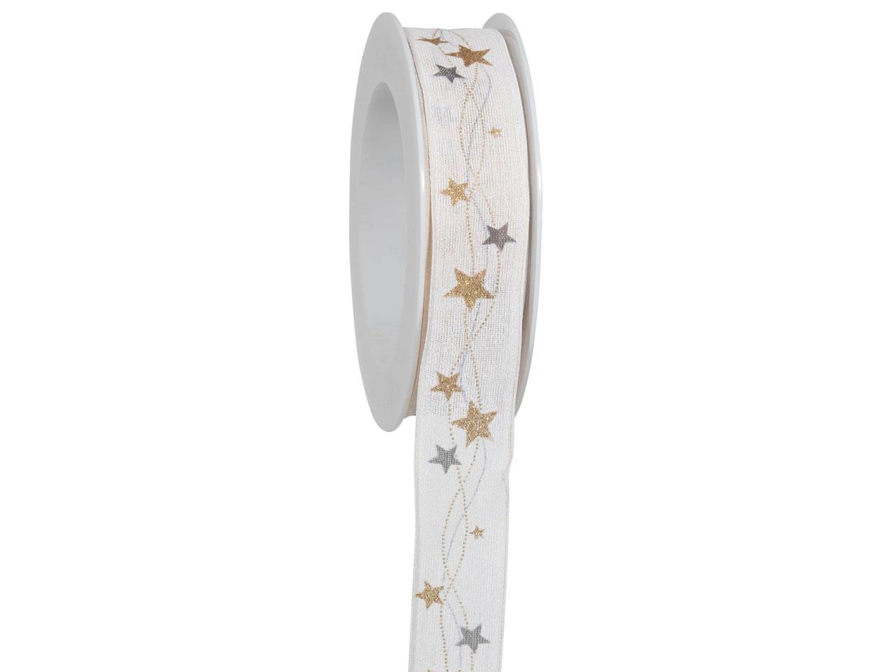 Band Lichterkette m. Draht 25 mm 18 Meter weiss/gold 01/15