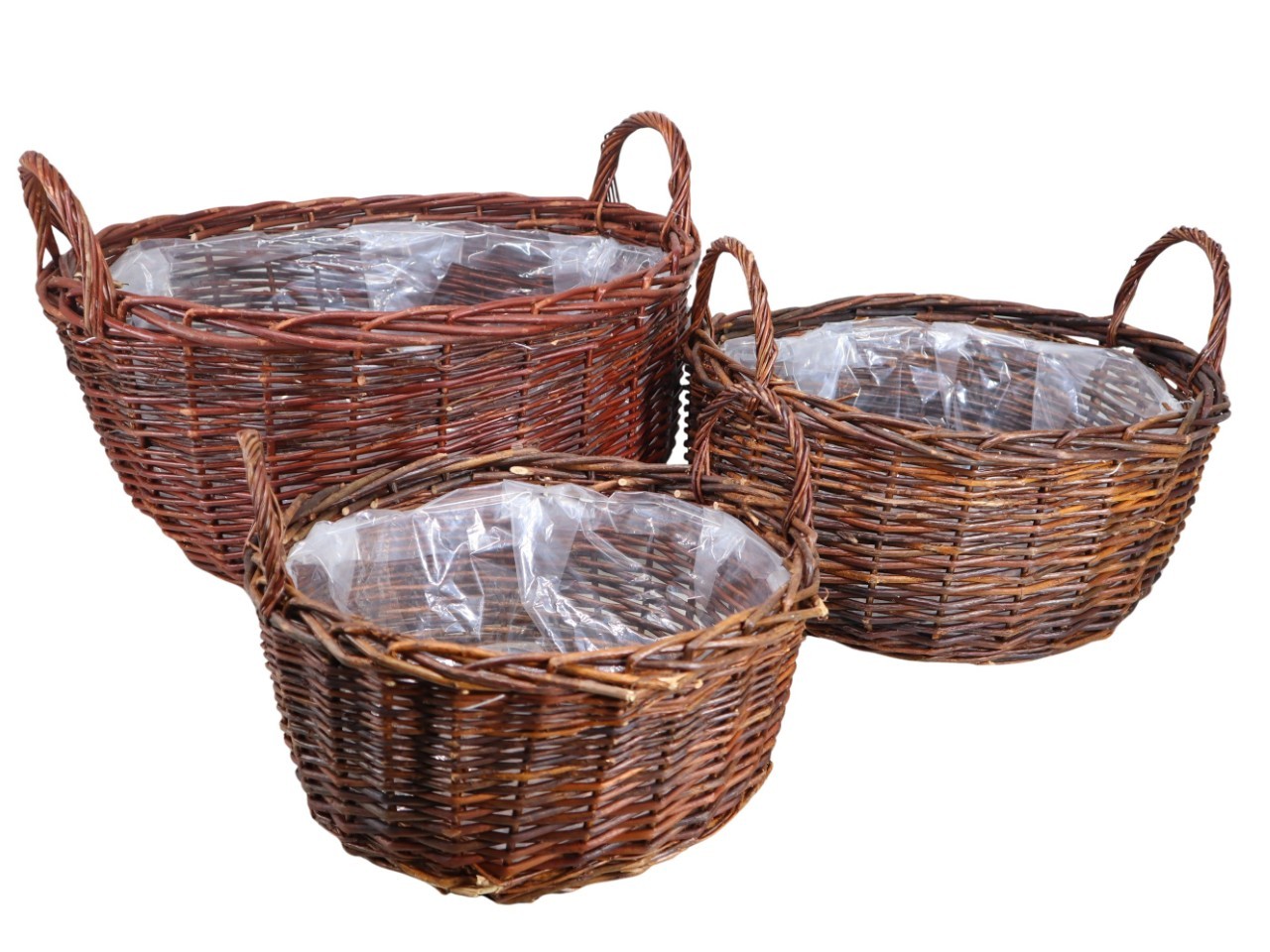 Pflanzkorb XXL Set/3 rund Weide ungeschält natur D55/45/35cm