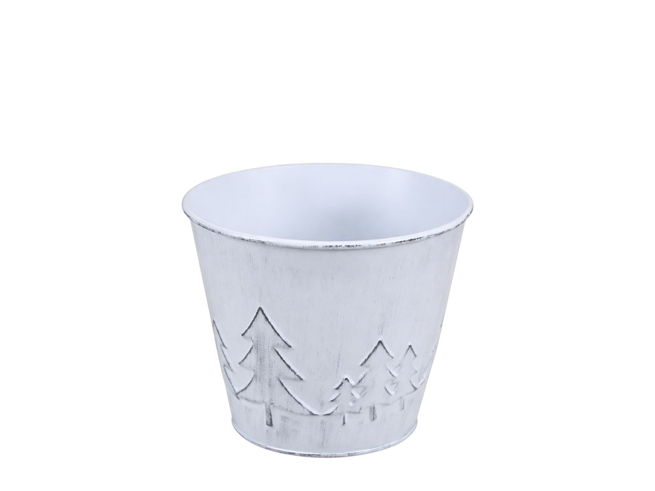 Übertopf Tannenwald Metall weiß D16cm