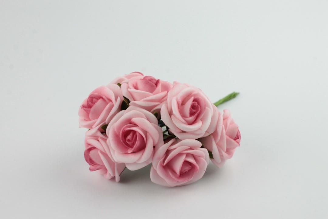 Foam Rose mit 9Blüten gebündelt rosa 2cm