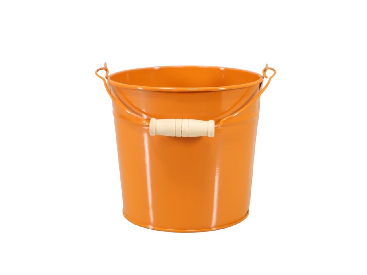 Übertopf mit Henkel Metall kürbisorange D13,5cm