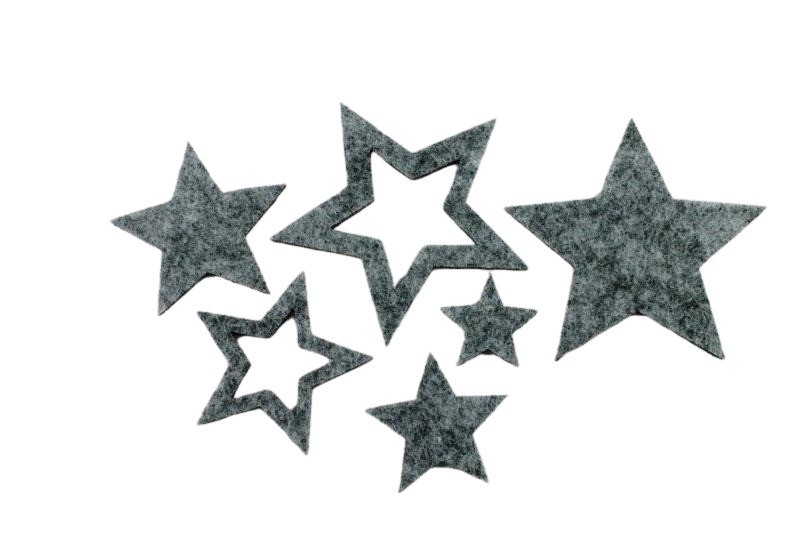 Streuer Filzsterne Mix Deluxe 6-fach grau D2,5-6,8cm