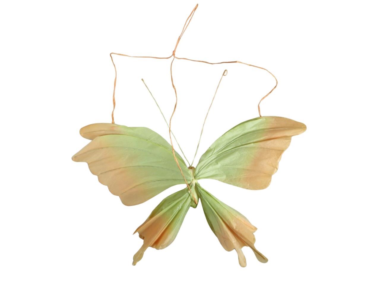 Schmetterling hängend Papier orange/grün D26x20cm
