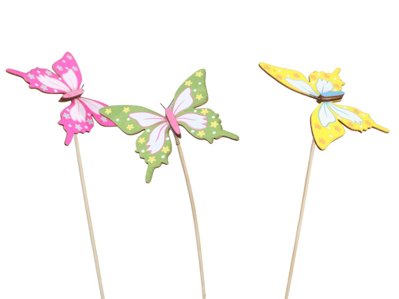Stecker Schmetterling Holz farbmix D8cm + Pin