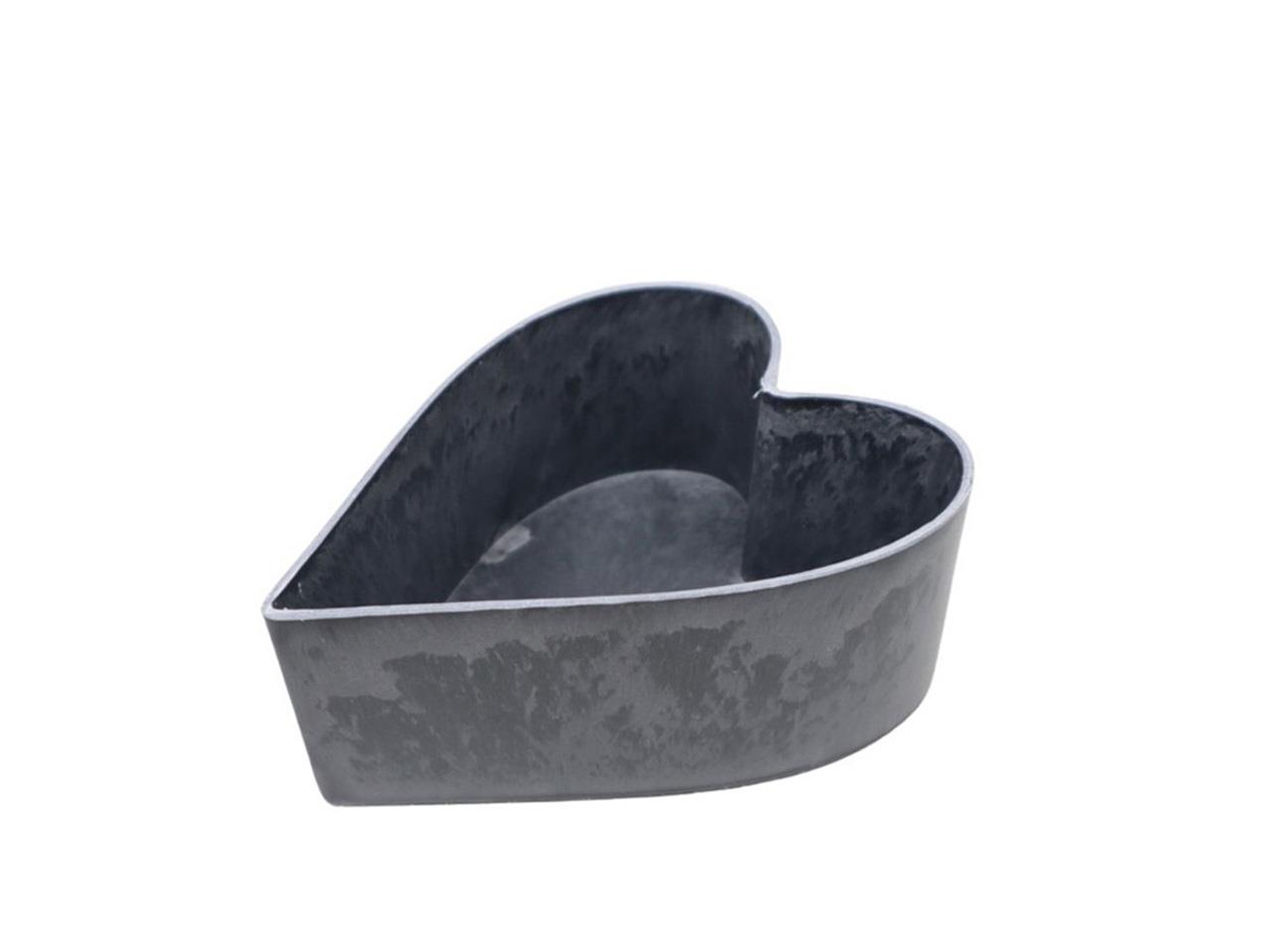 Herzschale KARA anthrazit-natur Plastik L17x14cm H6,5cm
