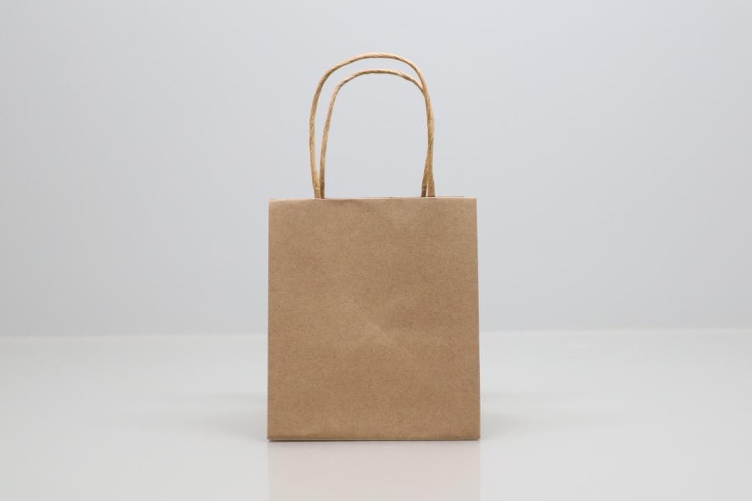Papiertasche mit Henkeln wasserdicht natur 14x14cm