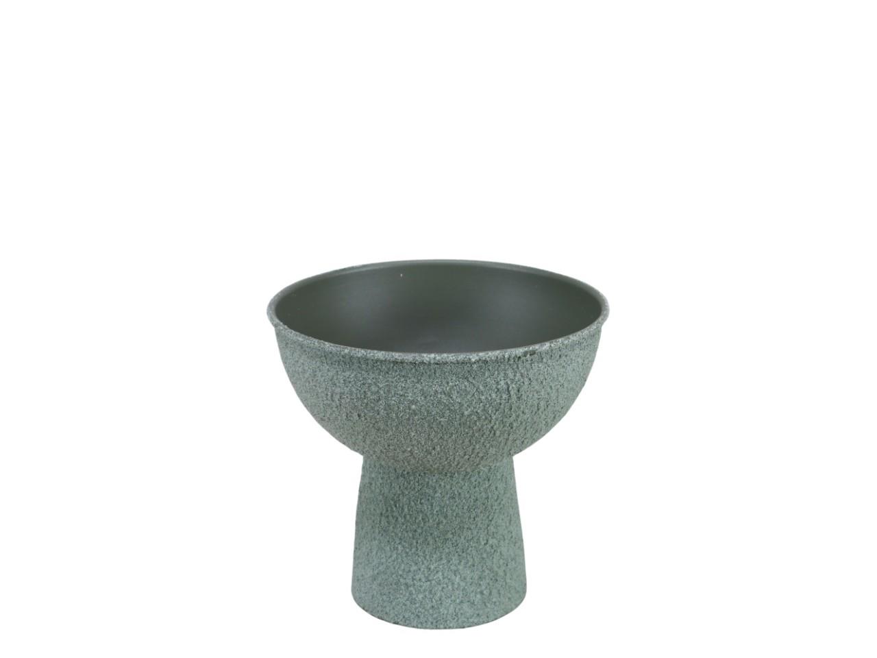 Schale mit Fuß Metall salbeigrün-antik D18xH18cm
