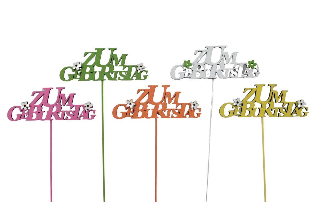 Holzstecker Colori Geburtstag 12cm, bunt