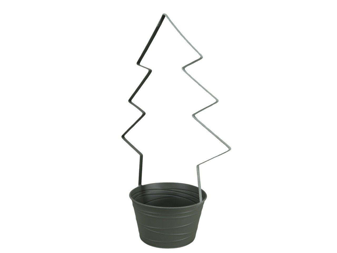 Übertopf m. Tannenbaum Metall salbeigrün D25xH68cm