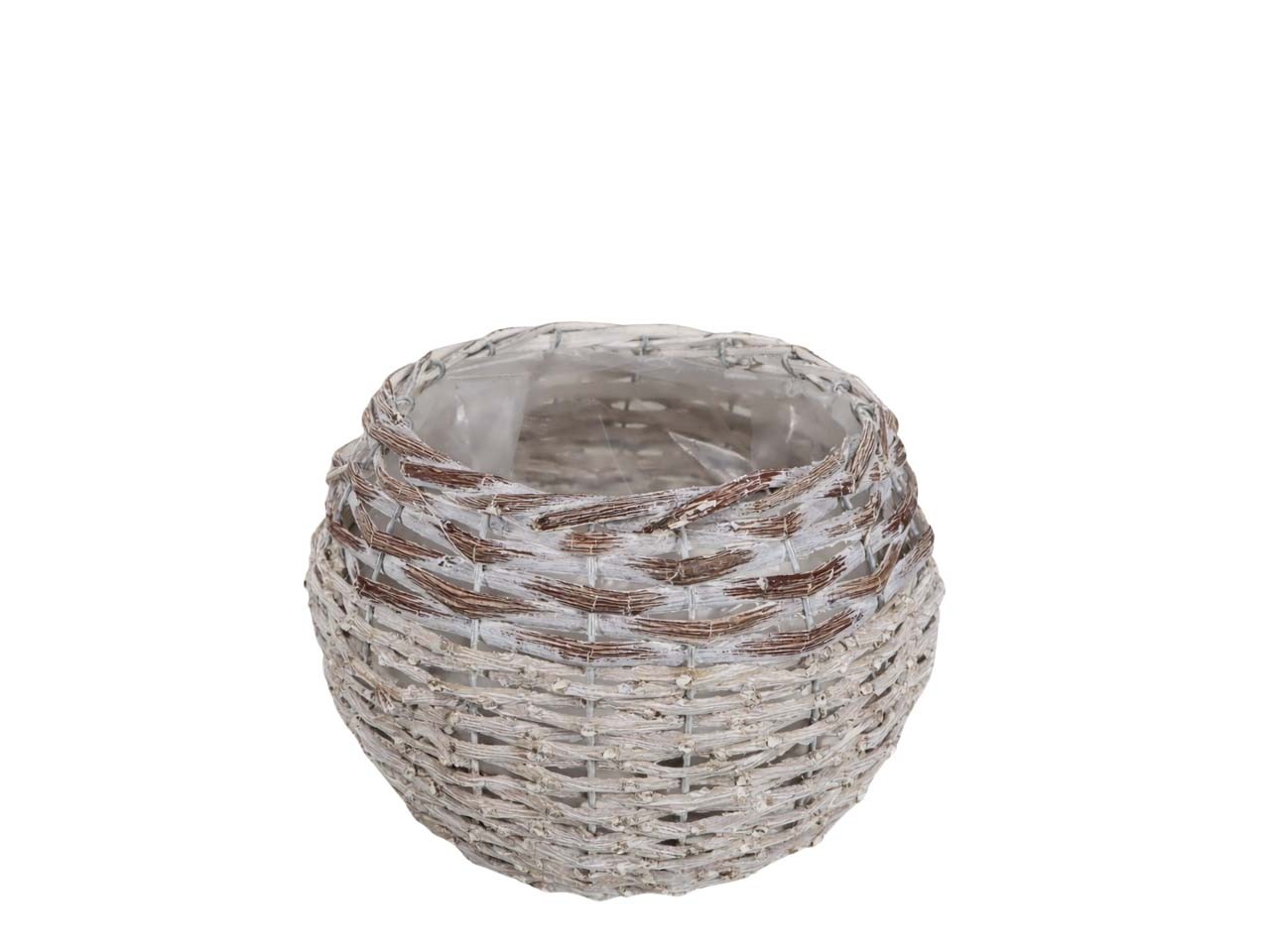 Pflanzkugel Weide/Rattan gekalkt D24cm (Öffnung D15,5cm)