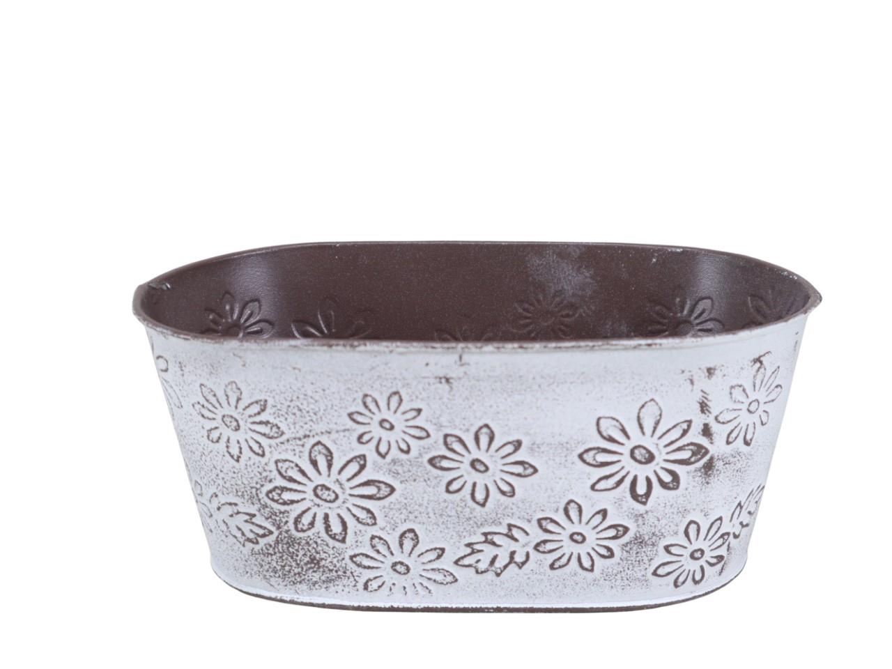 Schale oval Flower Metall 20x12 cm naturwashed