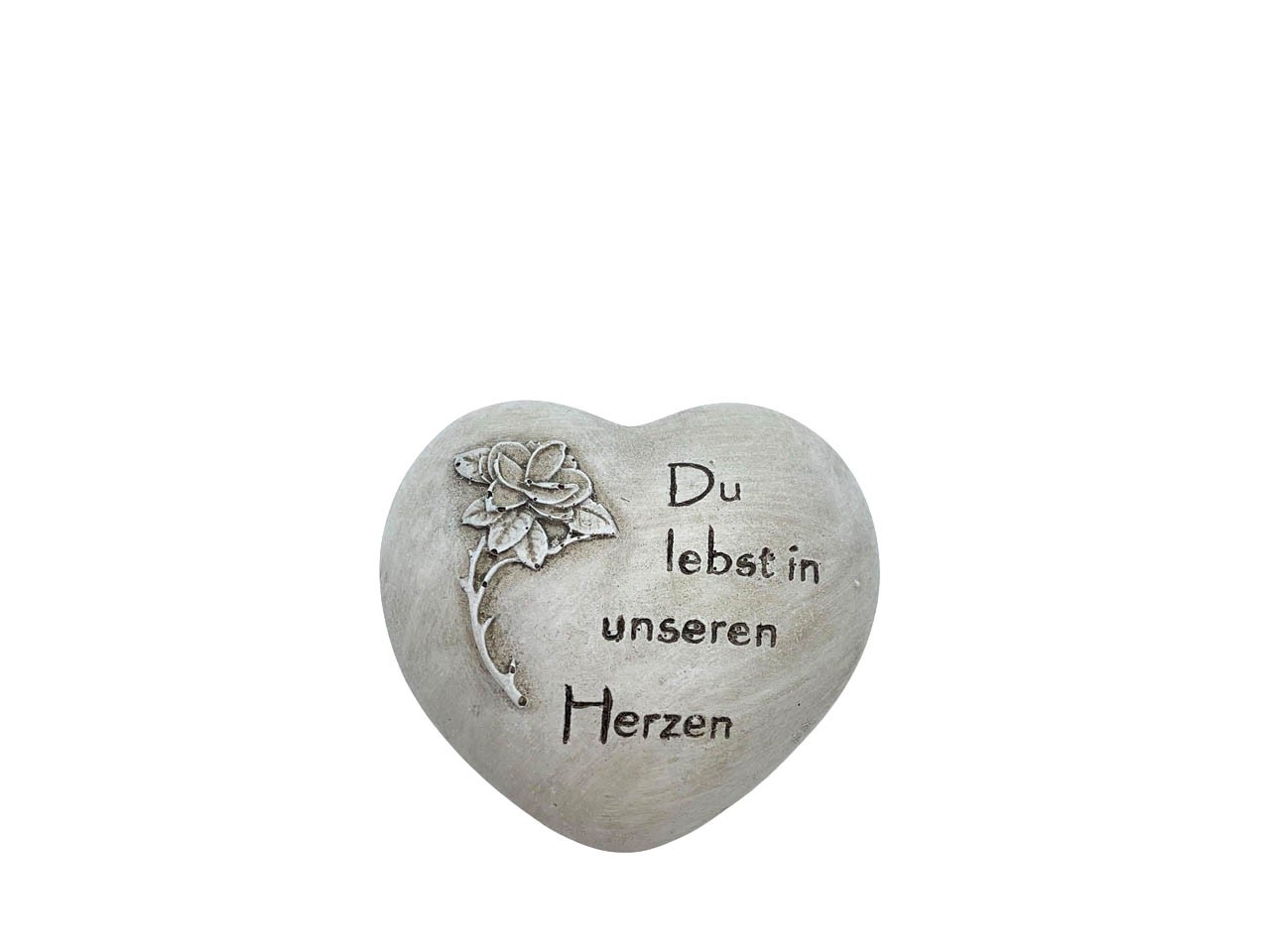 Herz Rose Du lebst in unseren Herzen Polyresin creme D7,5cm