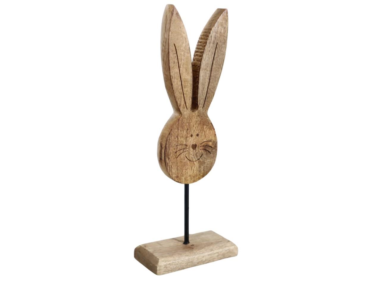 Hasenkopf Mangoholz natur auf Holzplatte H27cm