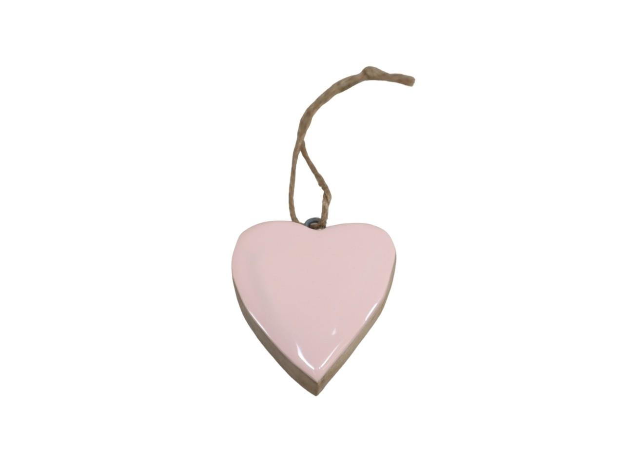 Herz hängend an Juteschnur Holz rosa 5cm