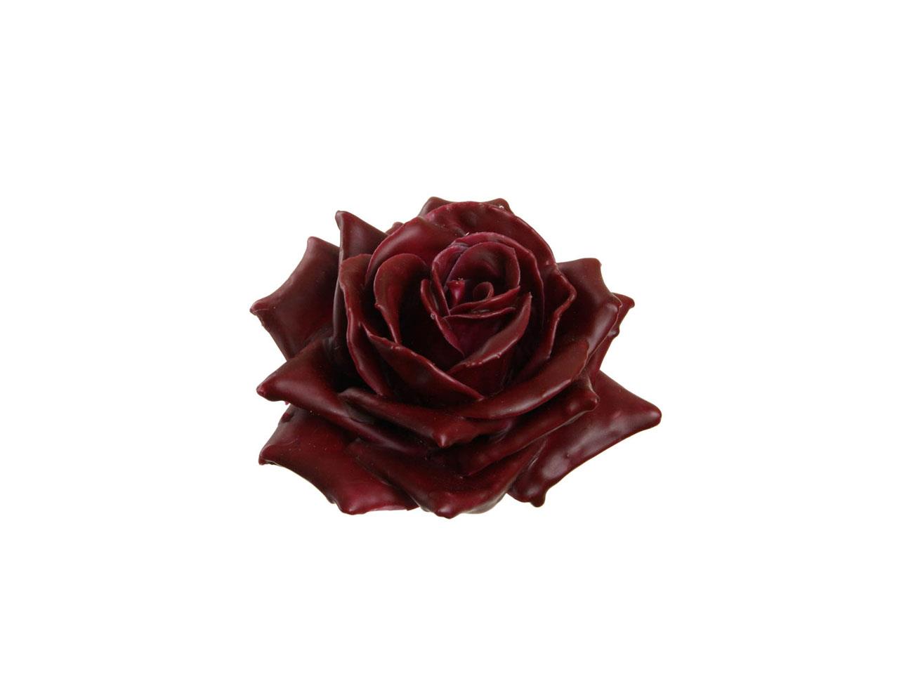 Rosenblüte Wachs 7cm burgund in Holzbox