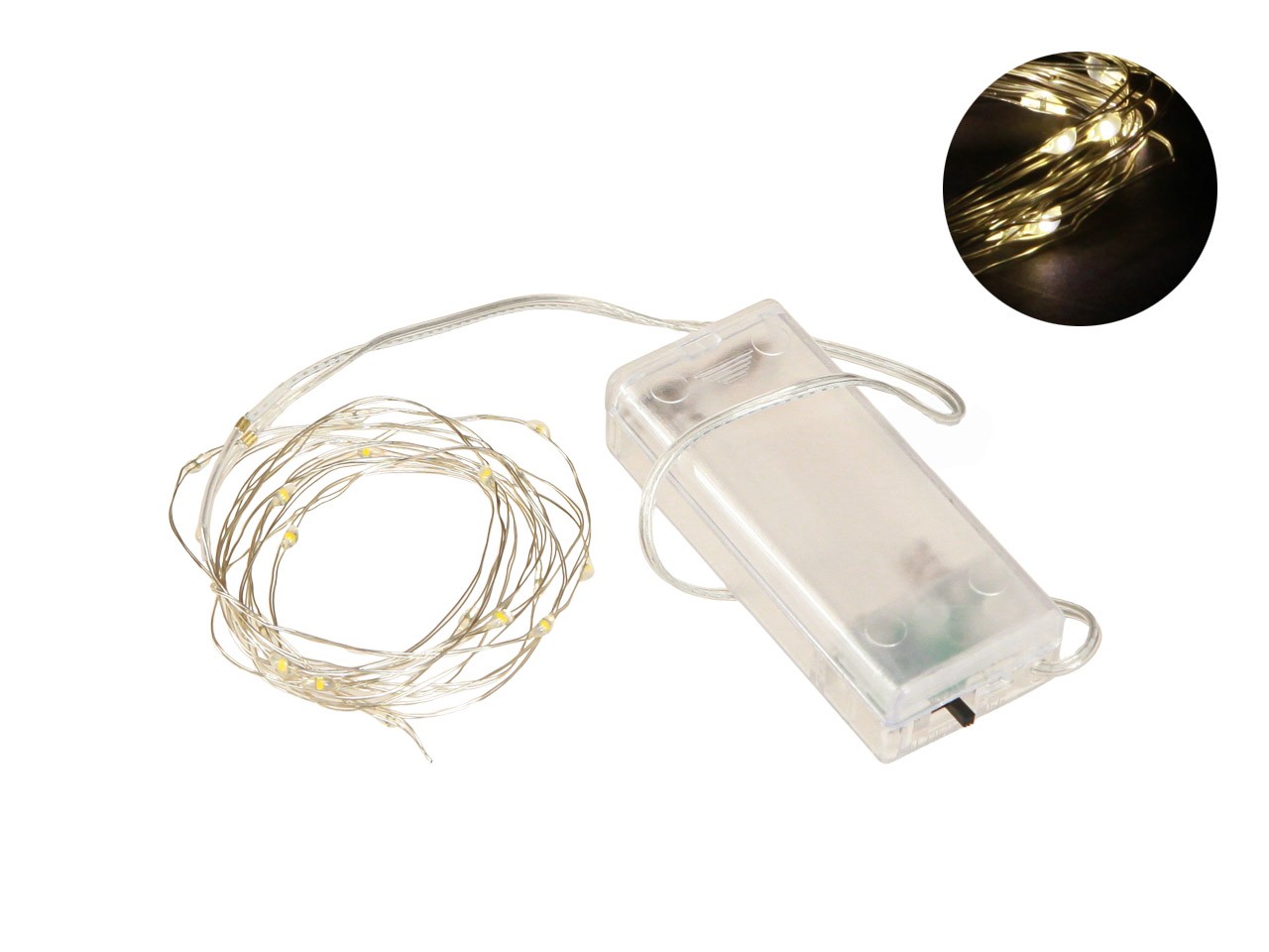 Lichterkette Draht silber LED 20Lämpchen 6 Std. Timer