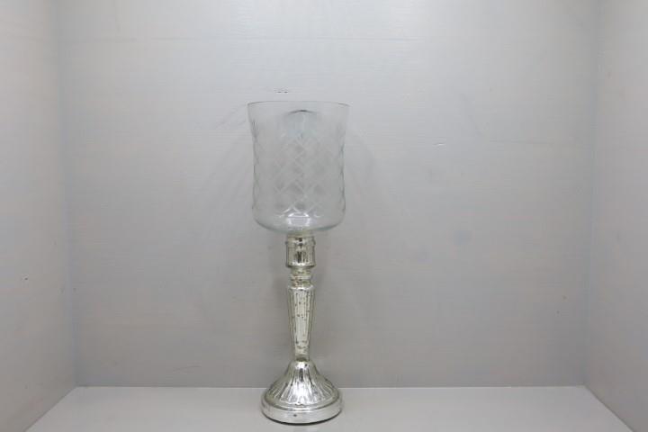 Kerzenhalter Glas klar-altsilber D11xH35cm